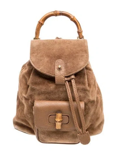 Pre-owned Gucci Bamboo Backpack In Brown