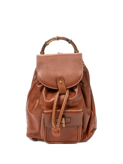 Pre-owned Gucci Bamboo Backpack In Brown