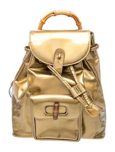 Pre-owned Gucci Bamboo Backpack In Gold/metallic
