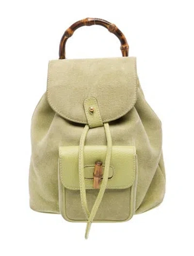 Pre-owned Gucci Bamboo Backpack In Green