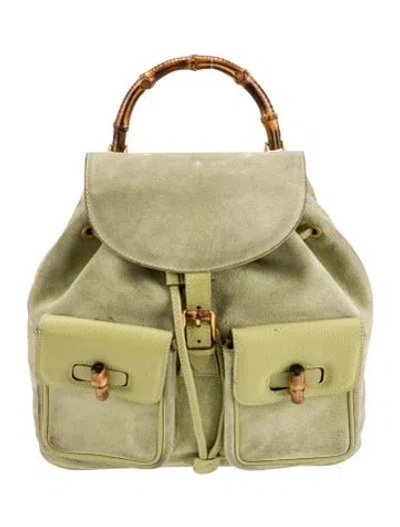 Pre-owned Gucci Bamboo Backpack In Green