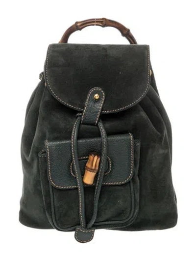 Pre-owned Gucci Bamboo Backpack In Green