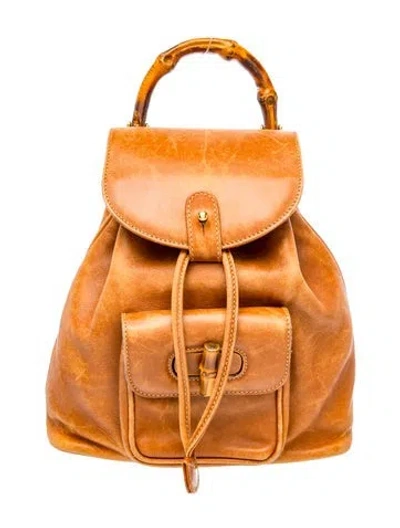 Pre-owned Gucci Bamboo Backpack Mini In Brown
