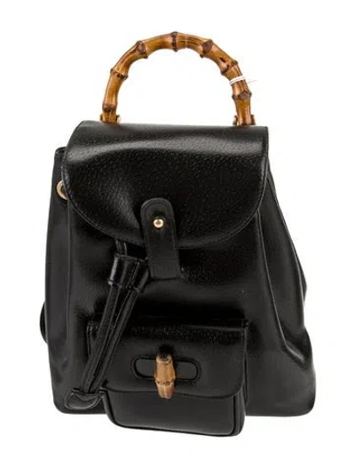 Pre-owned Gucci Bamboo Backpack Mini Vintage In Black