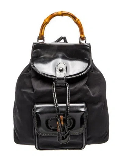 Pre-owned Gucci Bamboo Backpack Mini Vintage In Black