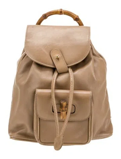 Pre-owned Gucci Bamboo Backpack Mini Vintage In Neutral