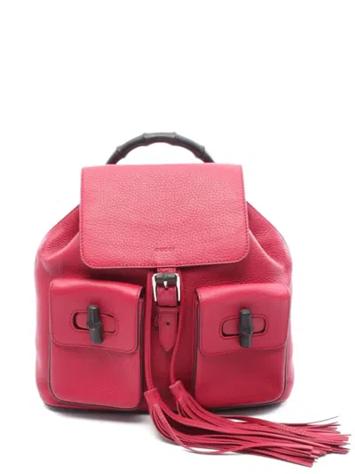 Pre-owned Gucci Bamboo Backpack In Pink