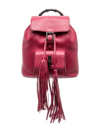 Pre-owned Gucci Bamboo Backpack In Pink