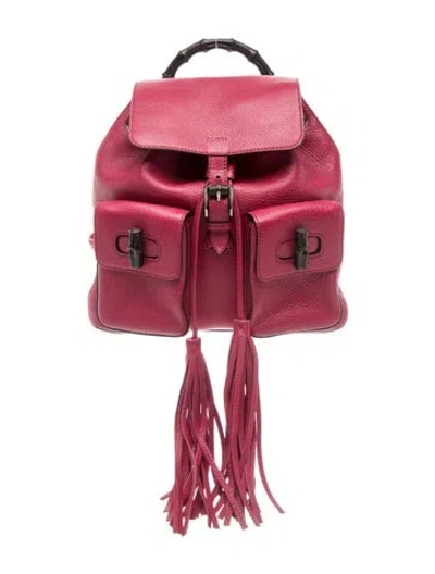 Pre-owned Gucci Bamboo Backpack In Pink