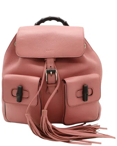 Pre-owned Gucci Bamboo Backpack Pink (authentic Pre-loved)