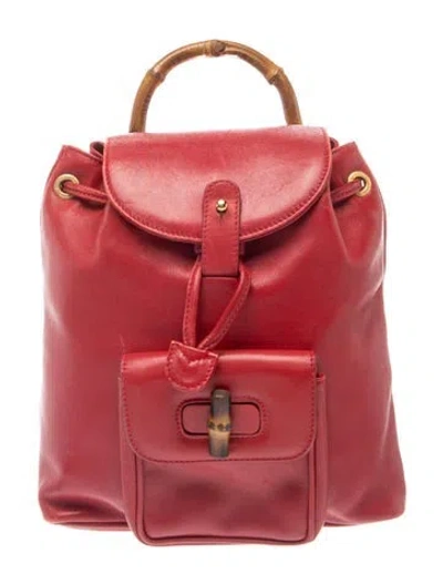 Pre-owned Gucci Bamboo Backpack In Red