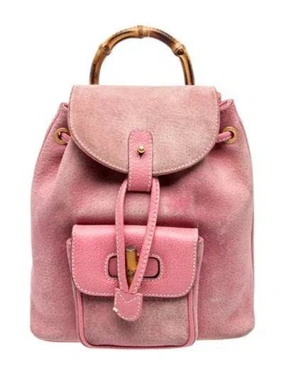 Pre-owned Gucci Bamboo Backpack In Red