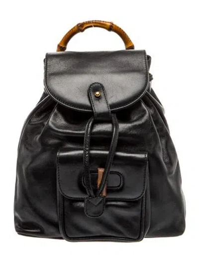 Pre-owned Gucci Bamboo Backpack Small In Black