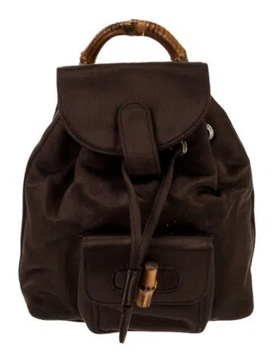Pre-owned Gucci Bamboo Backpack Super Mini Vintage In Brown