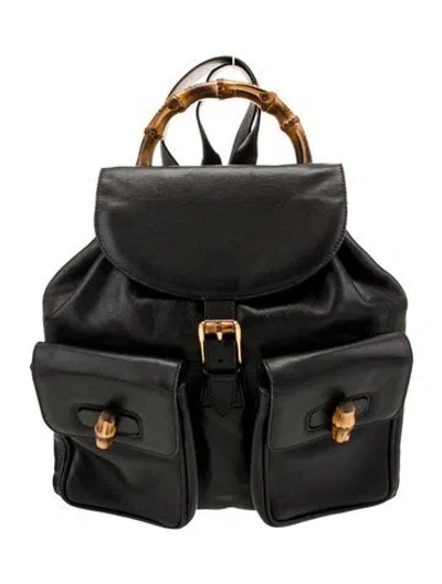 Pre-owned Gucci Bamboo Backpack Vintage In Black