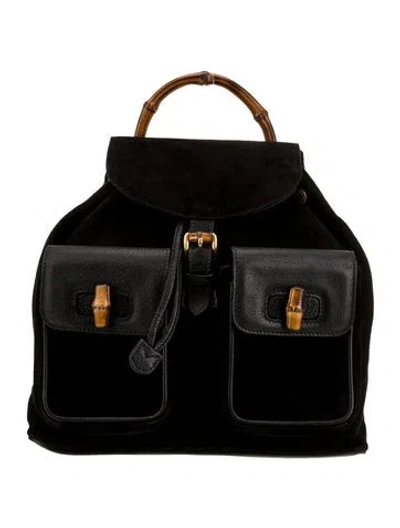 Pre-owned Gucci Bamboo Backpack Vintage In Black