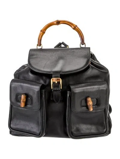 Pre-owned Gucci Bamboo Backpack Vintage In Black