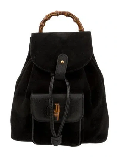 Pre-owned Gucci Bamboo Backpack Vintage In Black