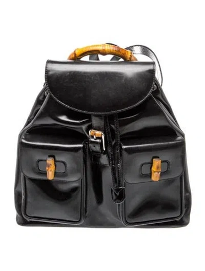 Pre-owned Gucci Bamboo Backpack Vintage In Black