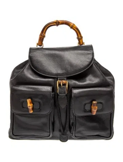 Pre-owned Gucci Bamboo Backpack Vintage In Black