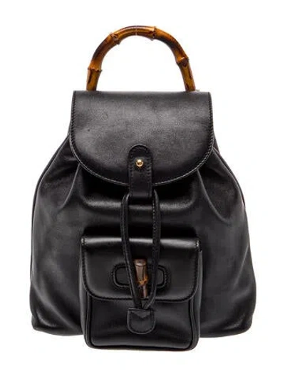 Pre-owned Gucci Bamboo Backpack Vintage In Black