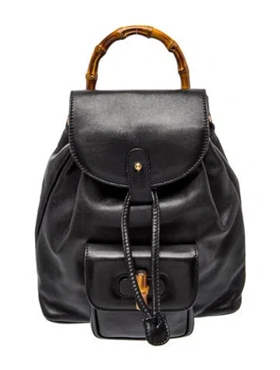 Pre-owned Gucci Bamboo Backpack Vintage In Black
