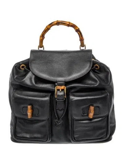 Pre-owned Gucci Bamboo Backpack Vintage In Black