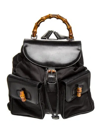 Pre-owned Gucci Bamboo Backpack Vintage In Black