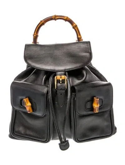 Pre-owned Gucci Bamboo Backpack Vintage In Black