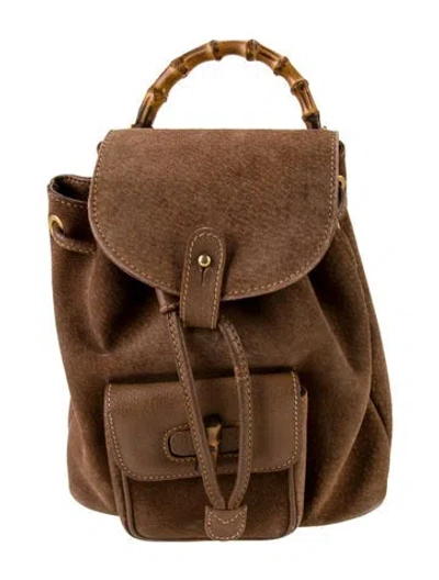 Pre-owned Gucci Bamboo Backpack Vintage In Brown