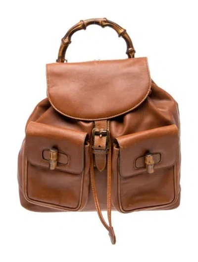 Pre-owned Gucci Bamboo Backpack Vintage In Brown
