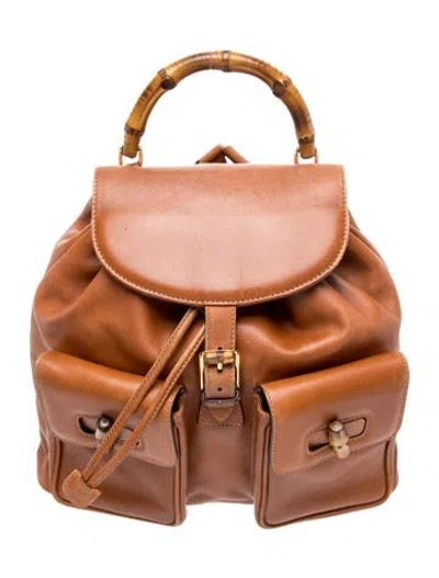 Pre-owned Gucci Bamboo Backpack Vintage In Brown