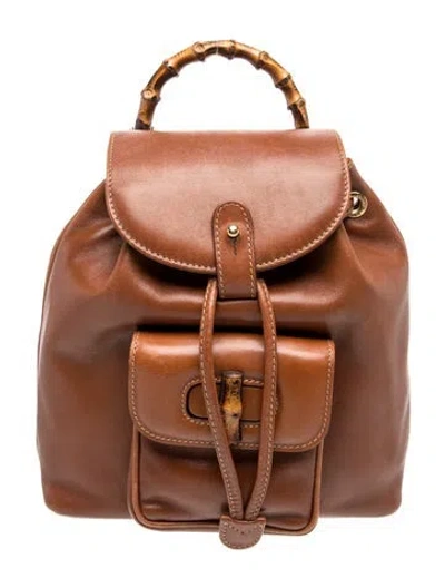 Pre-owned Gucci Bamboo Backpack Vintage In Brown