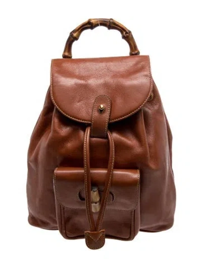 Pre-owned Gucci Bamboo Backpack Vintage In Brown