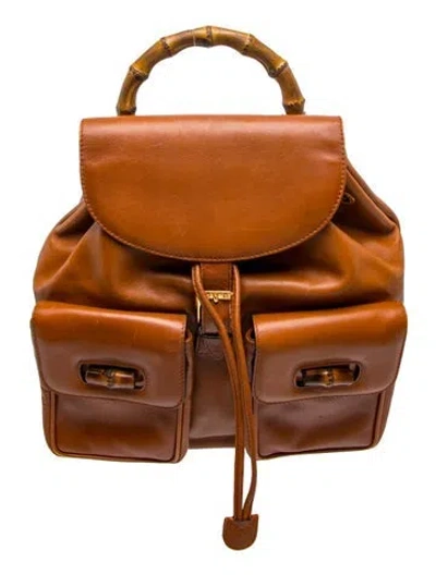 Pre-owned Gucci Bamboo Backpack Vintage In Brown