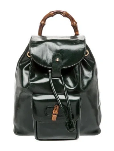 Pre-owned Gucci Bamboo Backpack Vintage In Green