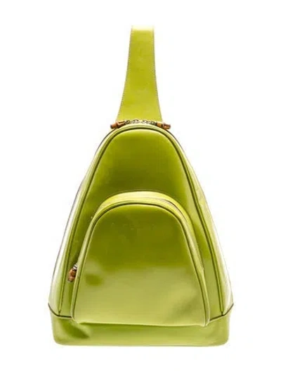 Pre-owned Gucci Bamboo Backpack Vintage In Green