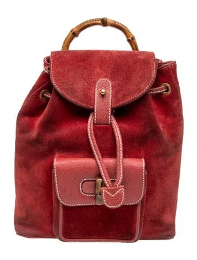 Pre-owned Gucci Bamboo Backpack Vintage In Red