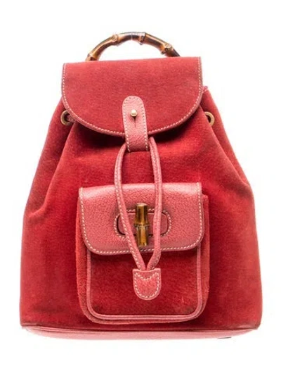 Pre-owned Gucci Bamboo Backpack Vintage In Red