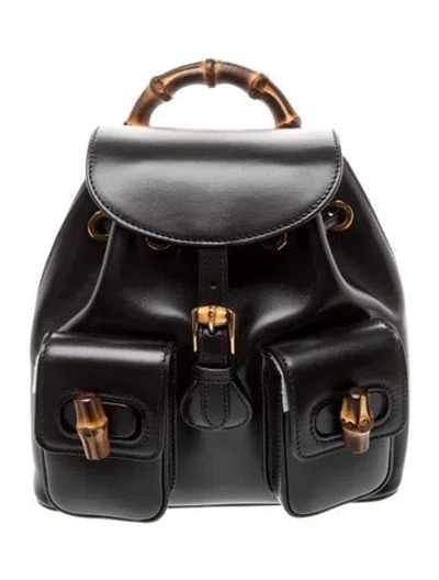 Pre-owned Gucci Bamboo Backpack W/ Tags In Black