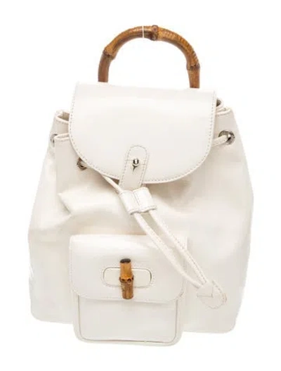 Pre-owned Gucci Bamboo Backpack In White
