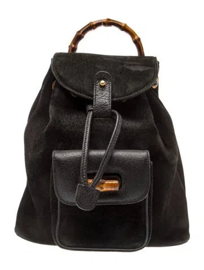 Pre-owned Gucci Bamboo Bamboo Backpack In Black