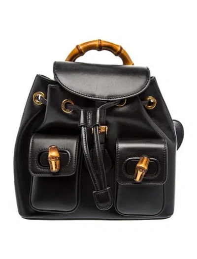 Pre-owned Gucci Bamboo Bamboo Backpack Small In Black