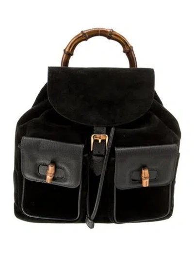 Pre-owned Gucci Bamboo Bamboo Backpack Vintage In Black