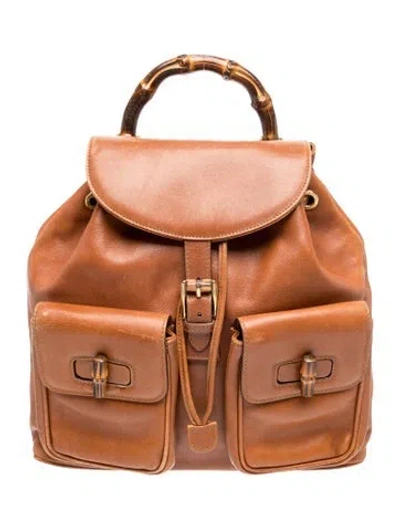 Pre-owned Gucci Bamboo Bamboo Backpack Vintage In Brown