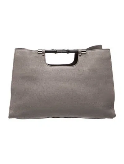 Pre-owned Gucci Bamboo Bamboo Daily Tote Medium In Gray