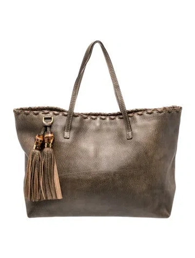 Pre-owned Gucci Bamboo Bamboo Shopper In Brown