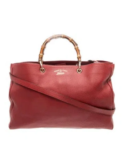 Pre-owned Gucci Bamboo Bamboo Shopper Large In Red