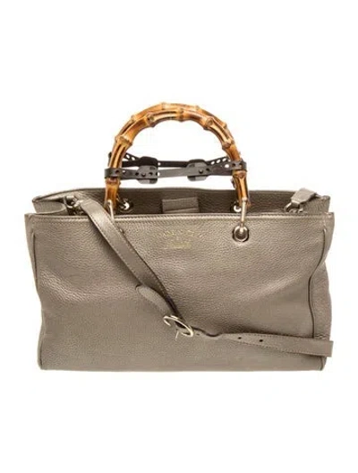 Pre-owned Gucci Bamboo Bamboo Shopper Medium In Neutral