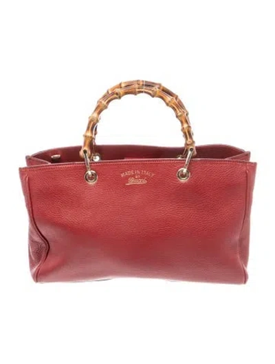 Pre-owned Gucci Bamboo Bamboo Shopper Medium In Red